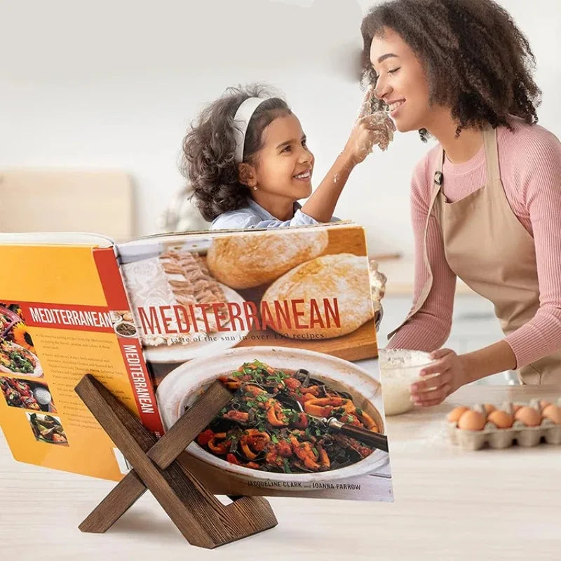 Wooden Cookbook Stand Handmade Recipe Book Menu Display Stand Restaurant Home Hanging Study Desktop Holder For Cooking