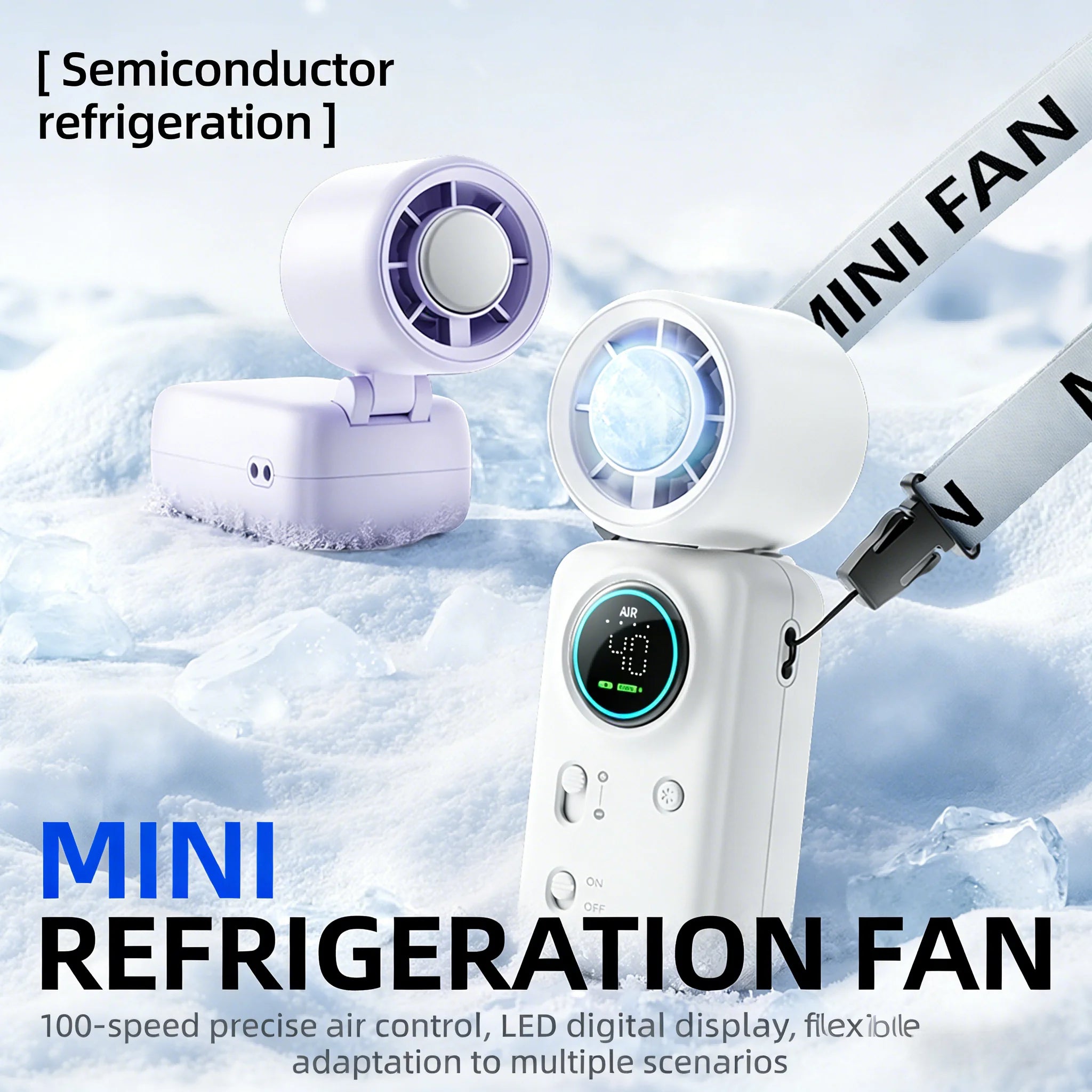 Portable Mini Handheld Fan 4000mAh High Speed Cooling LED Display 100 Adjustable Settings USB Rechargeable Desk Fan Travel