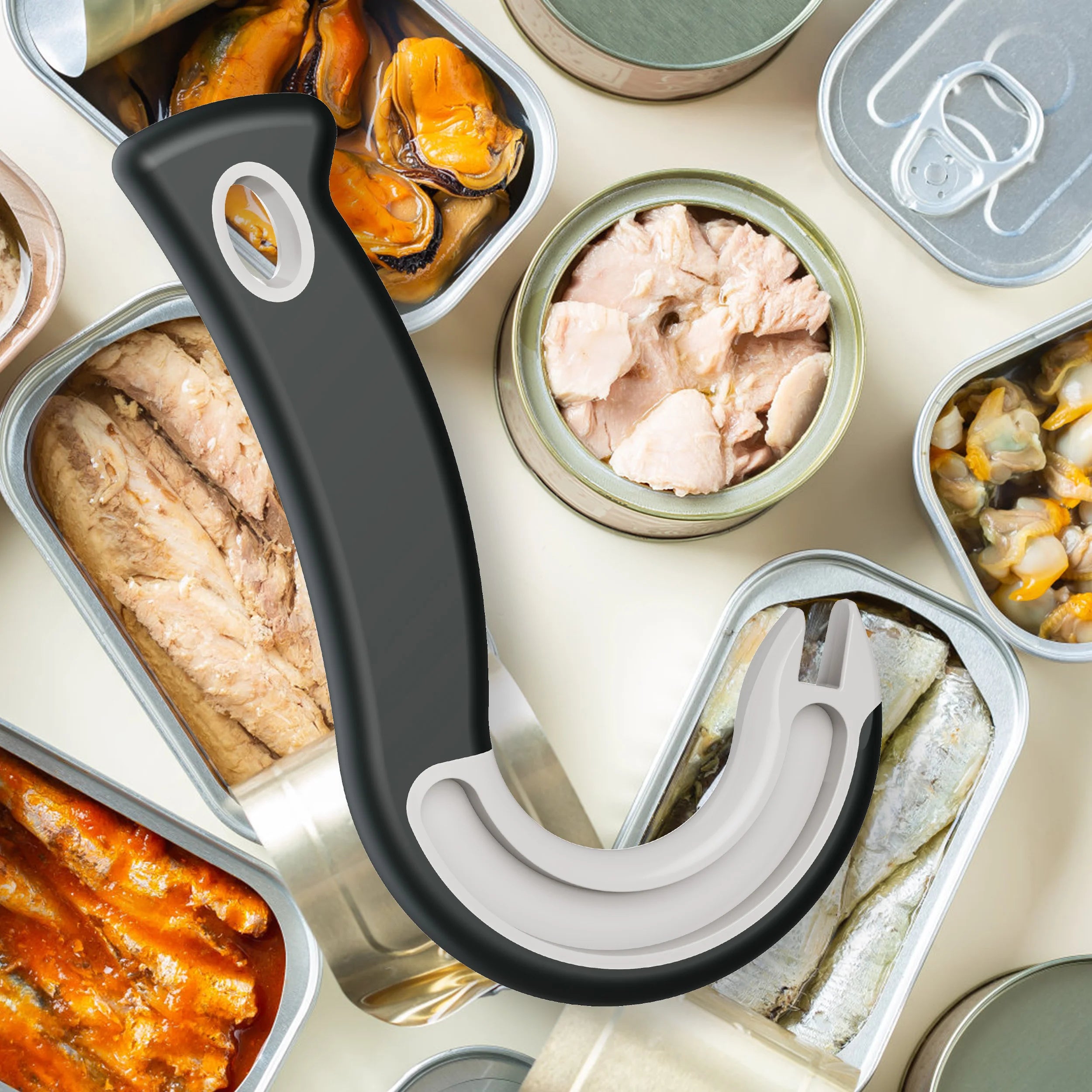 New Design Easy-Grip Hook Can Opener - Durable Plastic, Perfect for Home & Restaurant Use, Ideal Christmas Party Accessory