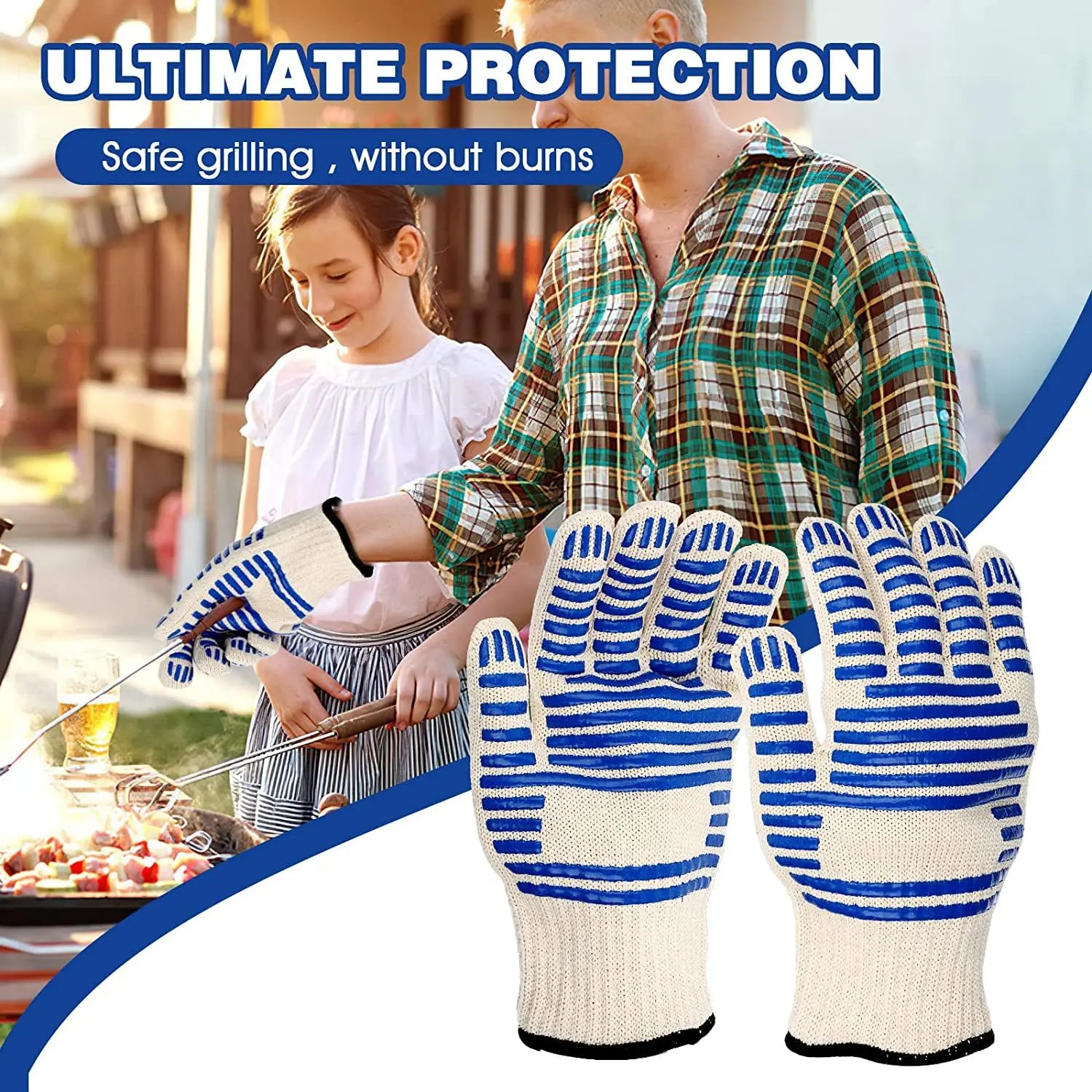 Anti scald heat-insulating and gloves for barbecue baking kitchen and five finger thick silicone anti slip gloves