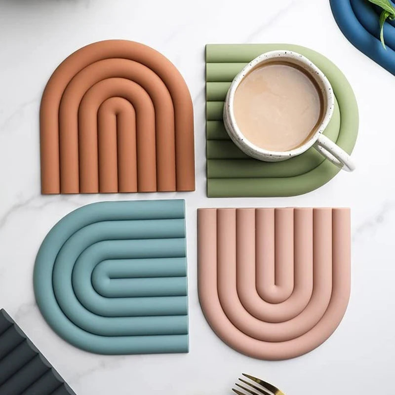 Modilan Rainbow Silicone Mat Pot Mat Thermal Mat Table Mat Heat Resistant High Temperature Cup Mat Thickened To Prevent Scalding