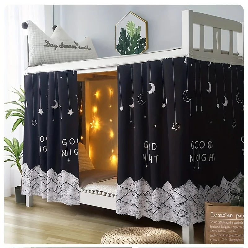 1 privacy bed curtain - blackout, dustproof for bunk and single beds, perfect for families and school dormitories
