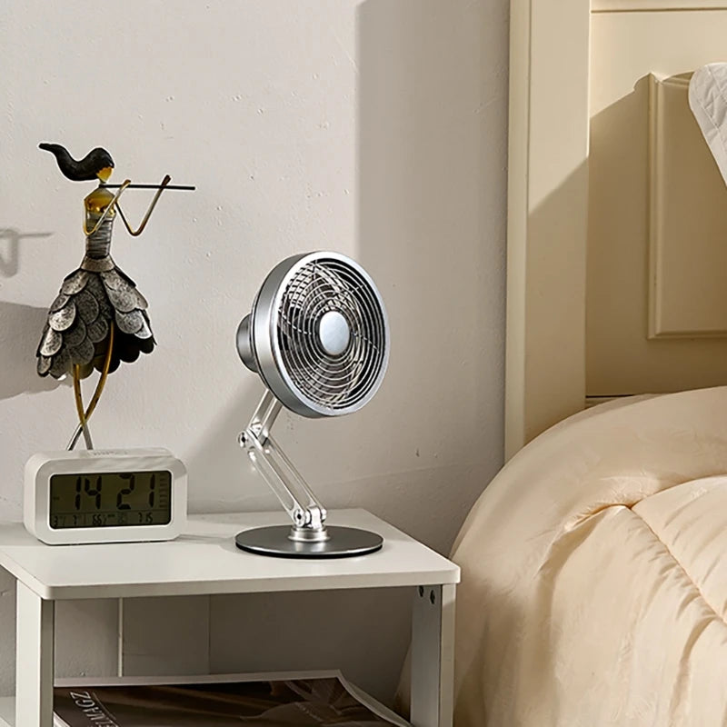Metal USB Charging Mini Fan 360 Degree Rotation Folding Outdoor Desktop Creative Fan Aluminum Fan 3 Speed Adjustable Desk Fan