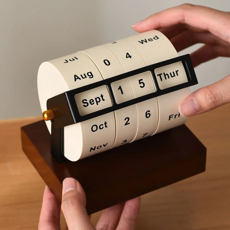 Office Object™ Rotating Wooden Desk Calendar
