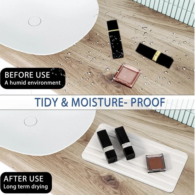 Large Water Absorbent Stone Tray Dry Tidy Diatomaceous Earth Sink Tray Instant Dry Sink Sponge Hand Soap Holder Bathroom