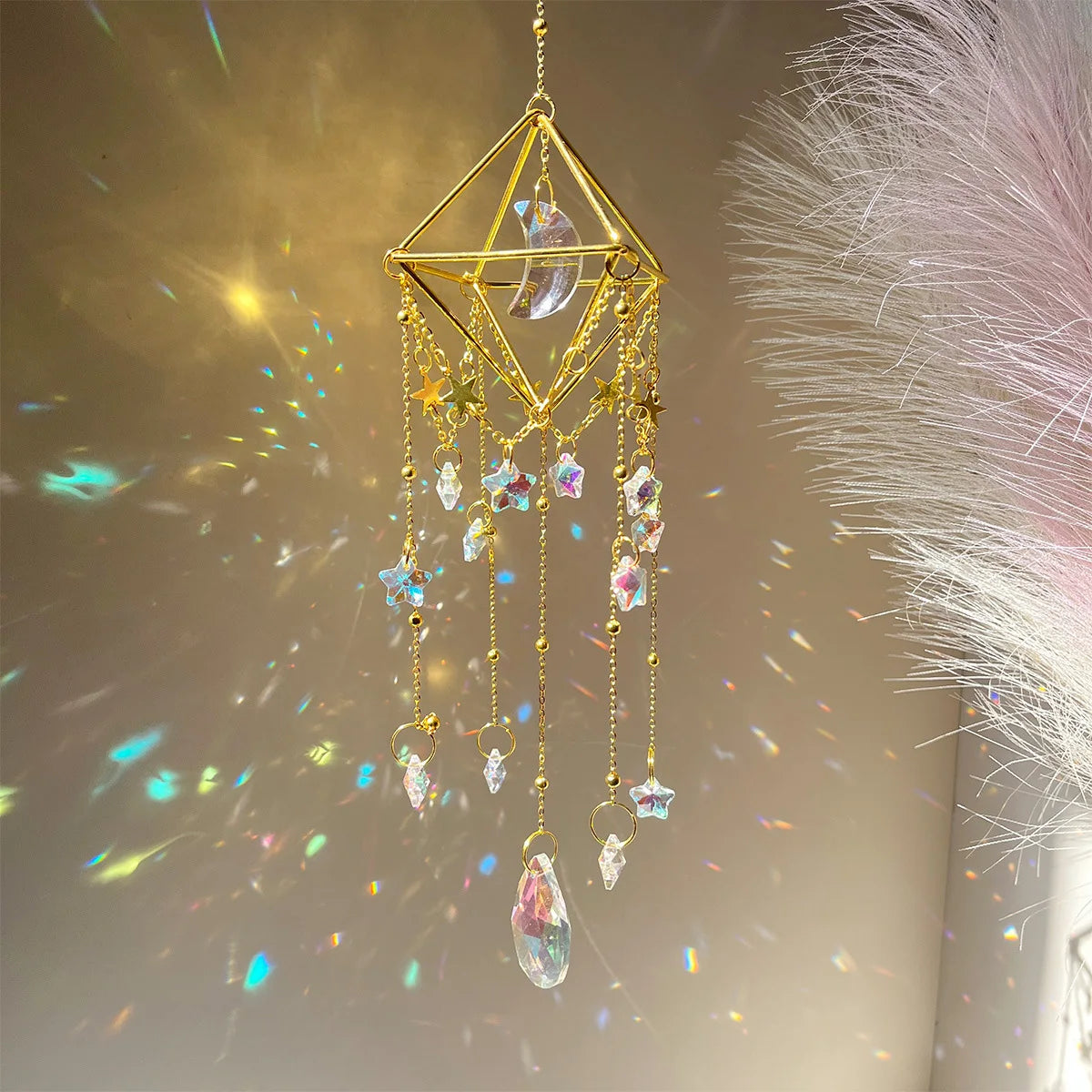 1Pc Crystal Hanging Suncatcher, Crystal Prism, Suncatcher, Light Catcher, Window and Garden Decoration