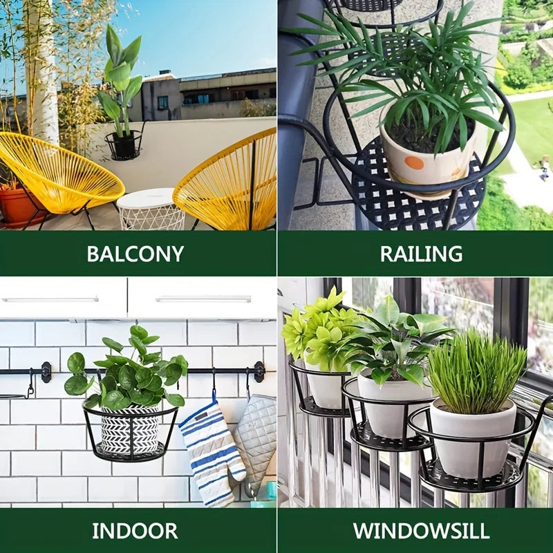 One pack of 1/2/3 iron art hanging flower pots with hanging hooks, metal plant planting hanging basket, detachable, for balcony
