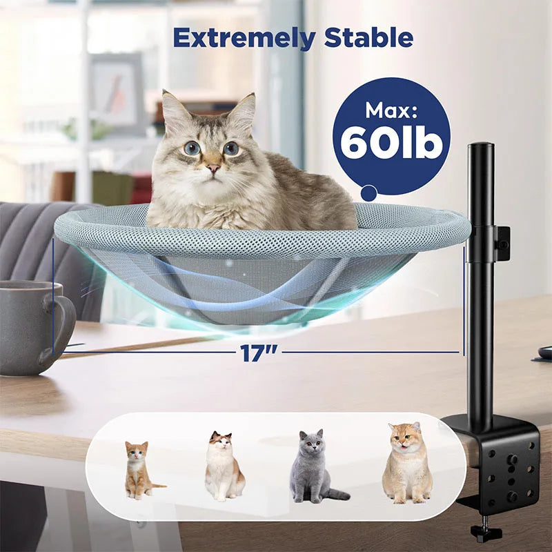 Suspended Table-clamping Cat Climbing Frame Can Be Adjusted Height 360 Degrees Rotated Load Capacity 20kg Pet Nest Products