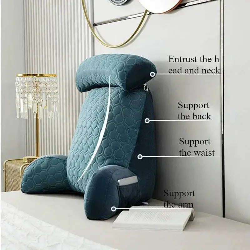 Reading Pillow Standard Bed Pillow Large Backrest Soft Cool Silk Latex Cushion Washable Cover Chair with Pockets Bed Pillow