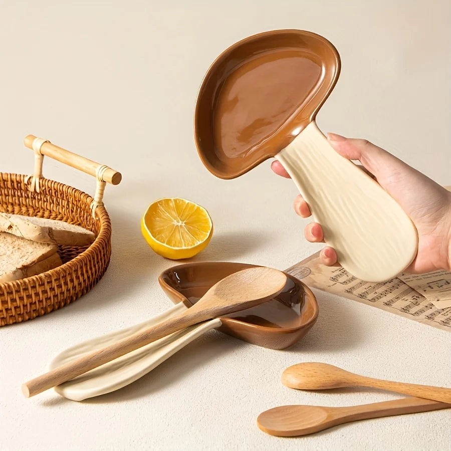 Modern Creative Mushroom Spoon Rest Heat Resistant Kitchen Dishware High Aesthetic Dining Tableware