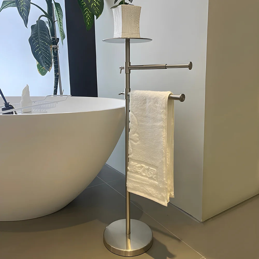 Floor Standing Base Luxury Hotel Towel Rack Holder Towel Storage Shelf Brush Gold Towel Bar