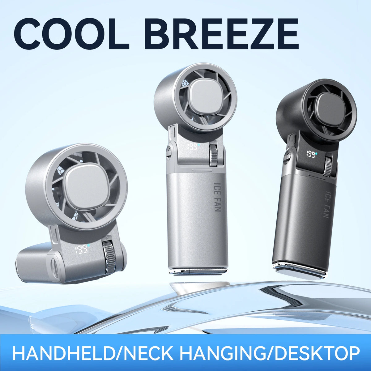 2026 Semiconductor Mini Handheld Fan 6000mAh Turbine High-speed Violent Electric Fan Folding Neck Ice Pack Refrigeration