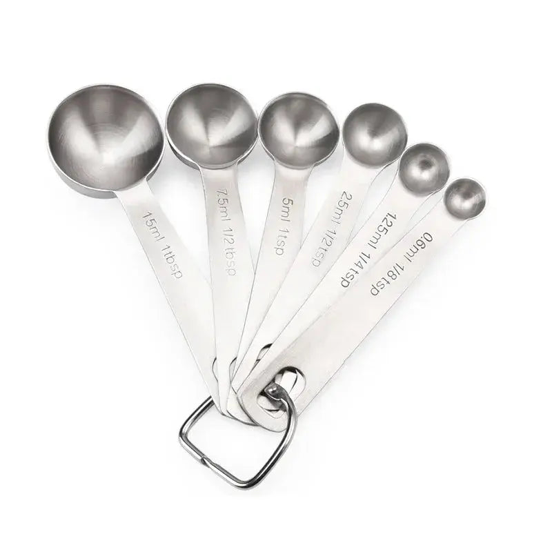 6pcs/set Food-grade Stainless Steel Measuring Spoon Set Sugar Coffee Powder Spice Measure Scoop Kitchen Baking Tools Accessories