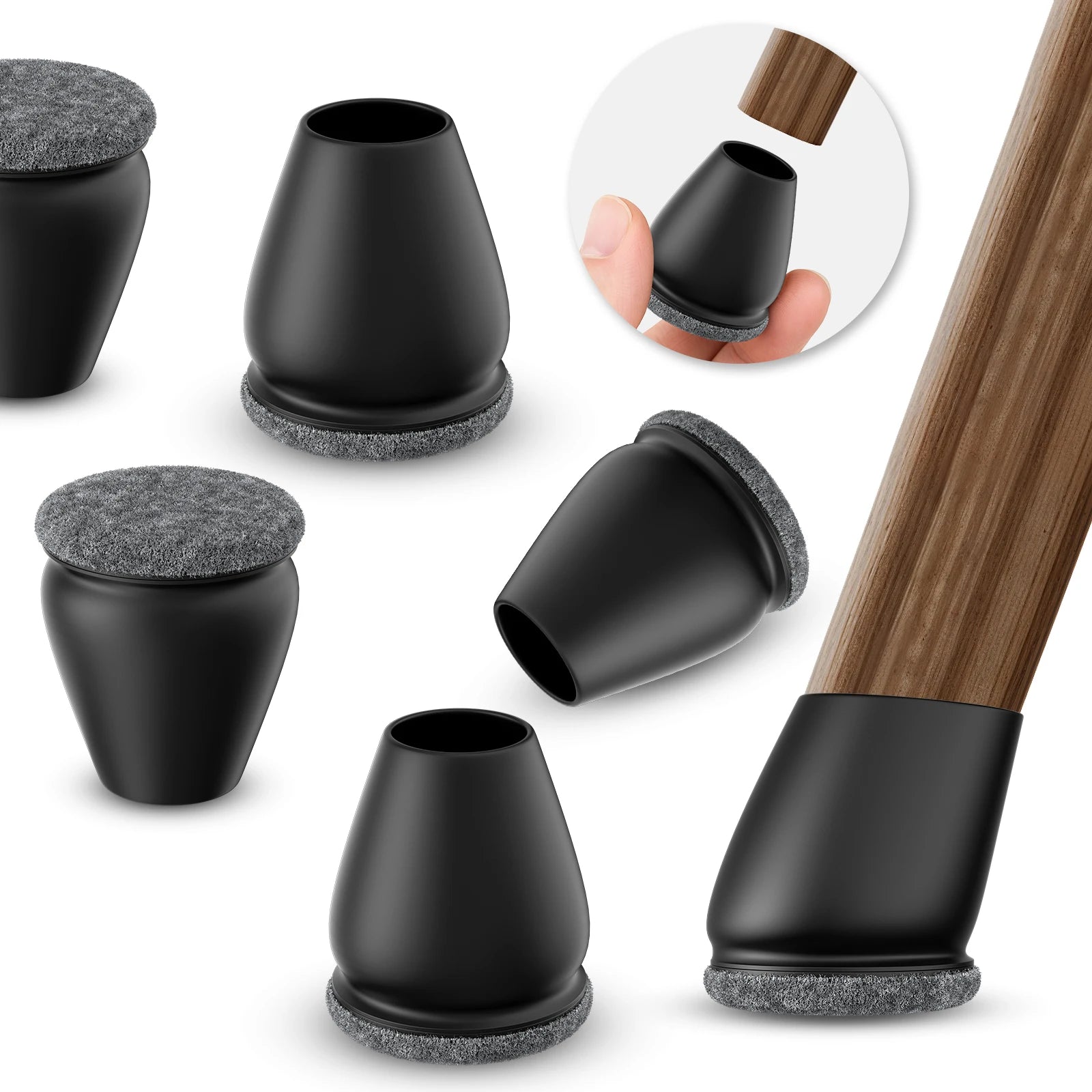 8PCS Silicone Chair Leg Floor Protectors Foot Cover Diagonal with Thick Wrap Felt Pads TPE Furniture Table Feet Protect Floors