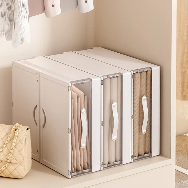 Wardrobe Storage Box Household Bed Sheets Covers Cabinet Drawer Style Plastic Transparent Folding Organizing Box