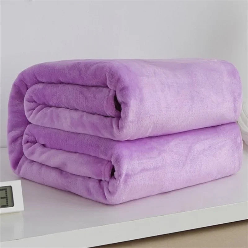 Flannel Coral Fleece Blanket Polyester Black Color 5 Size Mink Throw Sofa Cover Plaid Sheet Soft Blankets On The Bed