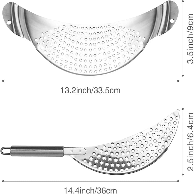 Stainless Steel Pan Pot Strainer With Handle Pot Strainer Pan Drainer For Spaghetti Fry Noodles Fruit Vegetable Pasta Kitchen To