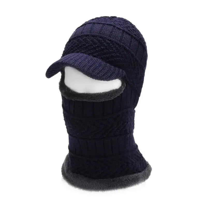 Hatsmen's Winter Plus Fleece Beanie, Outdoor Cycling, Cold Cover, Face Protection, Neck Protection, Warm Knitted One-Piece Hat