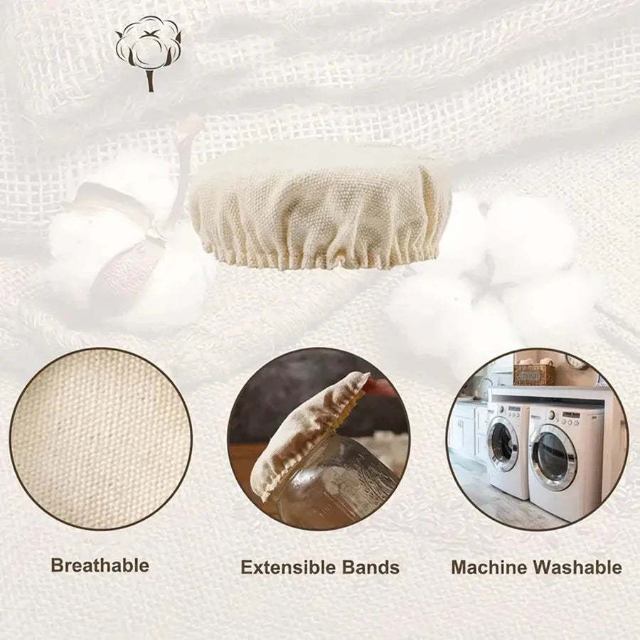 Elastic Cloth Jar Covers Reusable Cloth Covers for Sourdough Starter Jars Elastic Bread Fermentation Cover Bread Proofing Cover