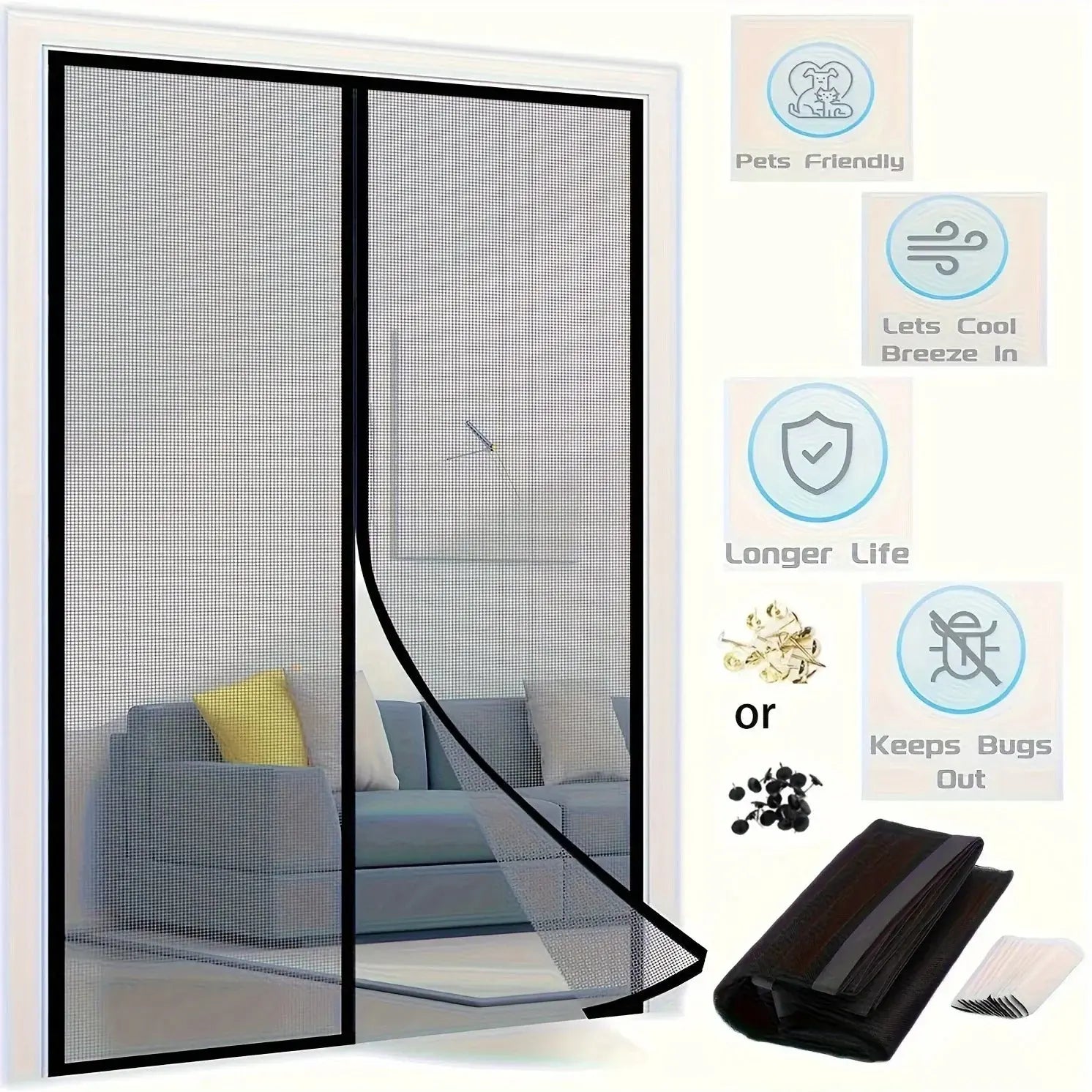 Magnetic Door Curtain Automatic Mosquito Closing Door Screen Net Anti Bug Fly Insect Partition Curtain Mesh Summer Indoor Tools