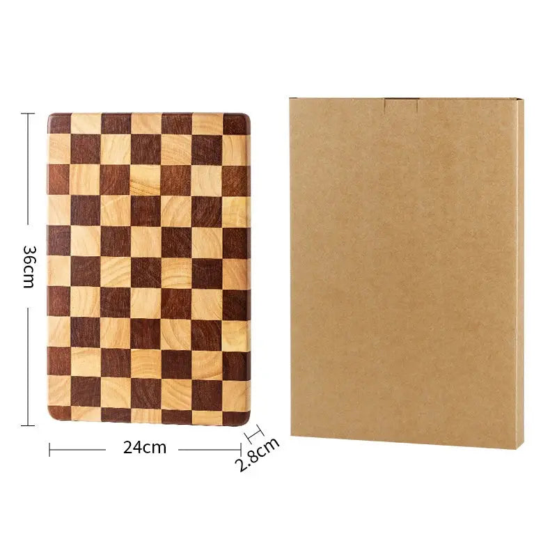1 Pc End Grain Cutting Board Heavy Duty Rubber Wood Chopping Board Flippable Serving Board For Meat Bread Fruits Vegetable JT549