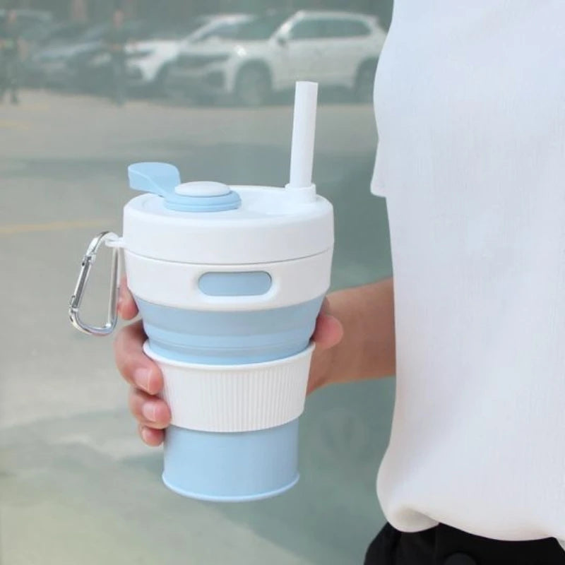 Silicone Folding Cup 450ml Reusable Portable Telescopic Coffee Cups Outdoor Camping Travel Hiking Collapsible Cup Drinkware