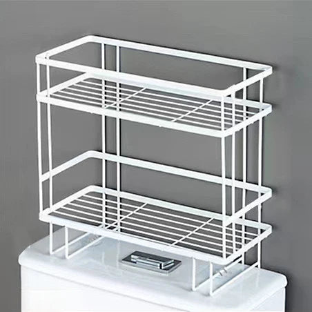 1/2 TierNo Drill Toilet Storage Rack Wall Mount Shelf Space Saving Organizer Shampoo Towels Cosmetics Bathroom Storage