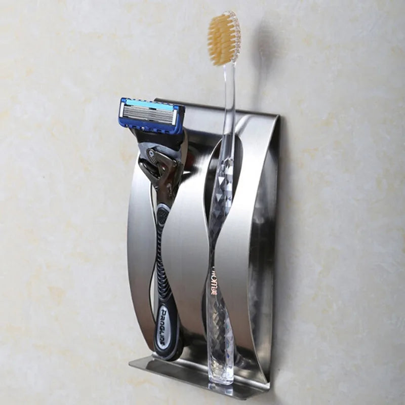 1PC Wall Mount Toothbrush Holder 3/2 Hook Self-Adhesive Tooth Brush Organizer Box Stainless Steel Bathroom Accessories NEW
