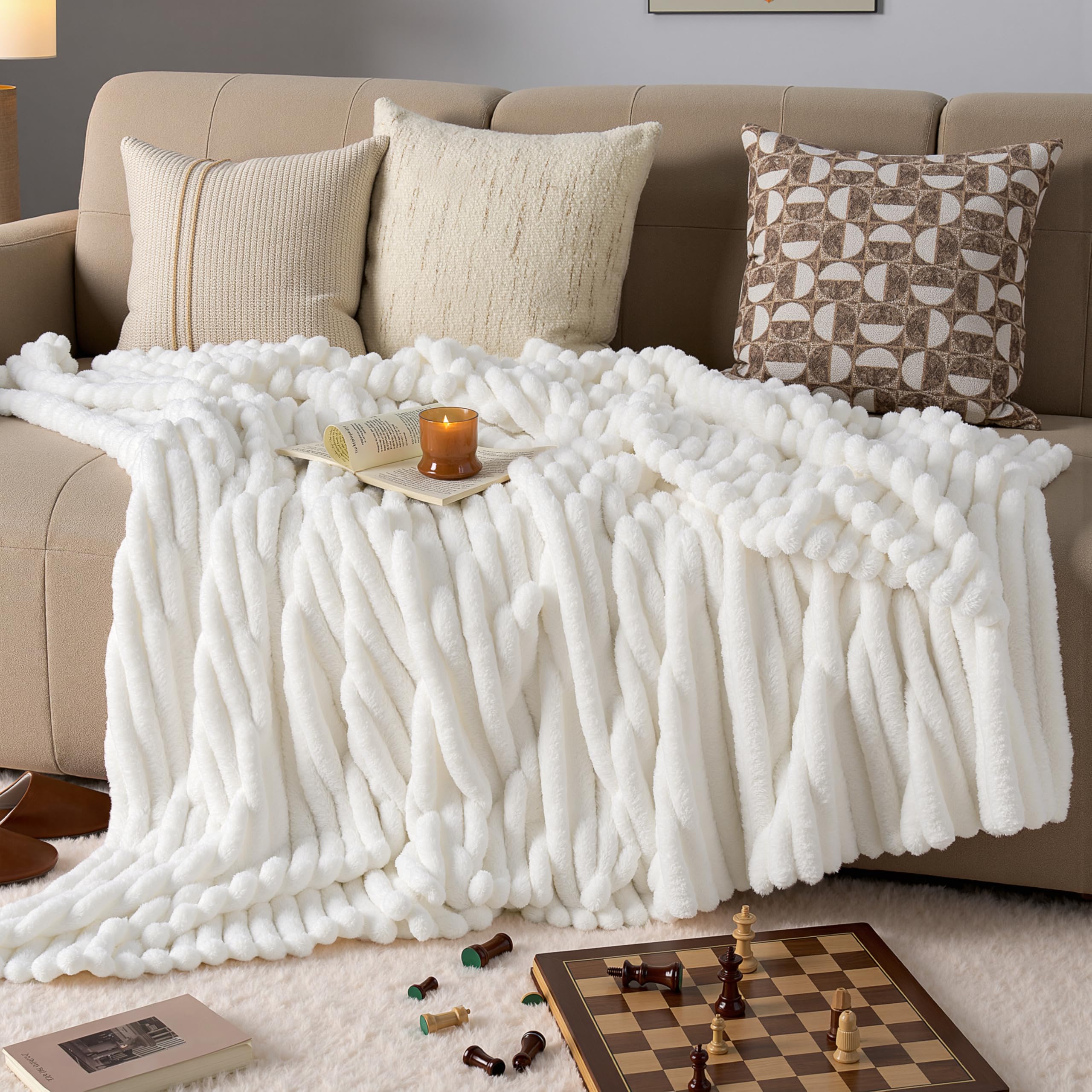 Goodinary® Luxury Soft Faux Rabbit Fur Throw Blanket Goodinary