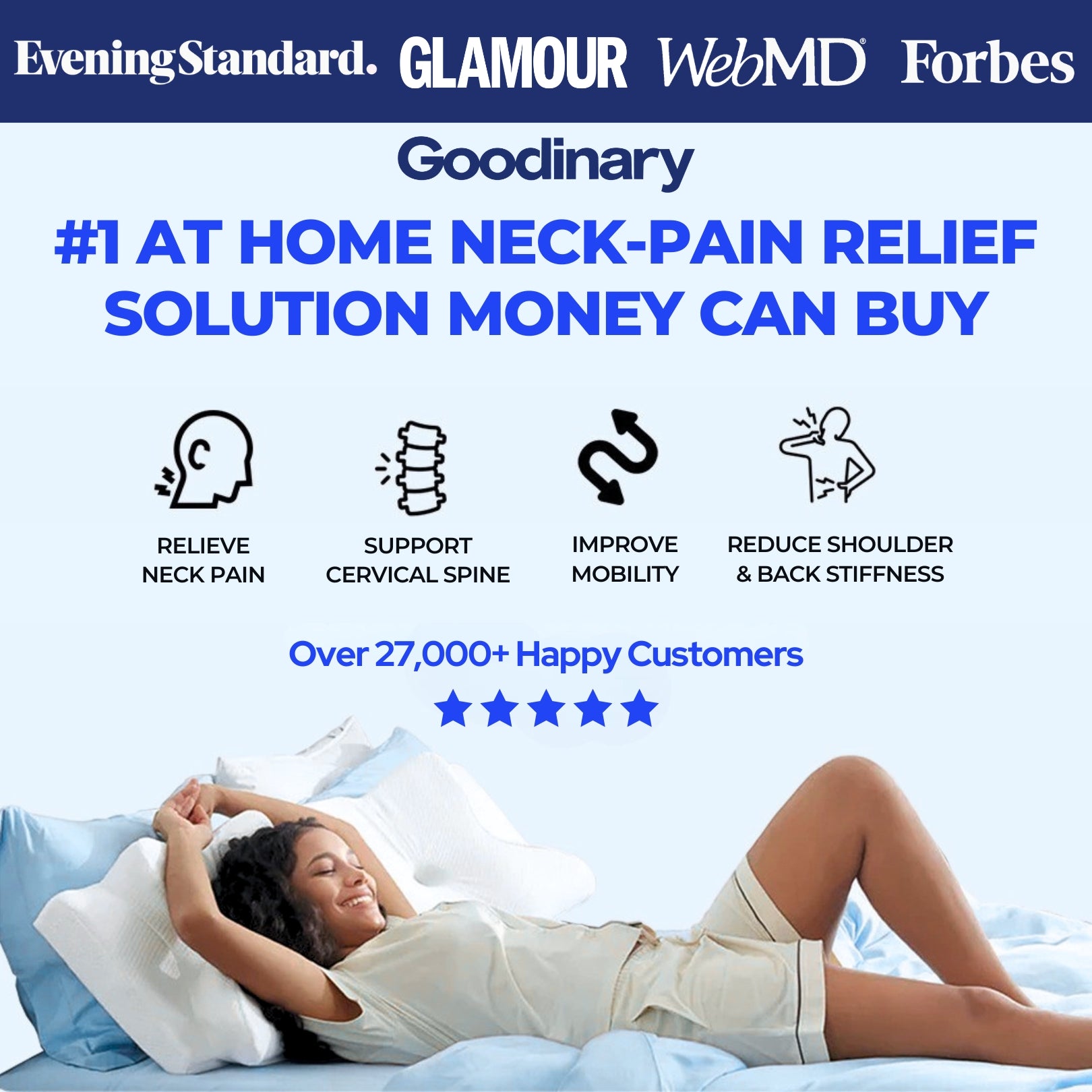 Goodinary® Ultra Cooling Contour Memory Foam Pillow