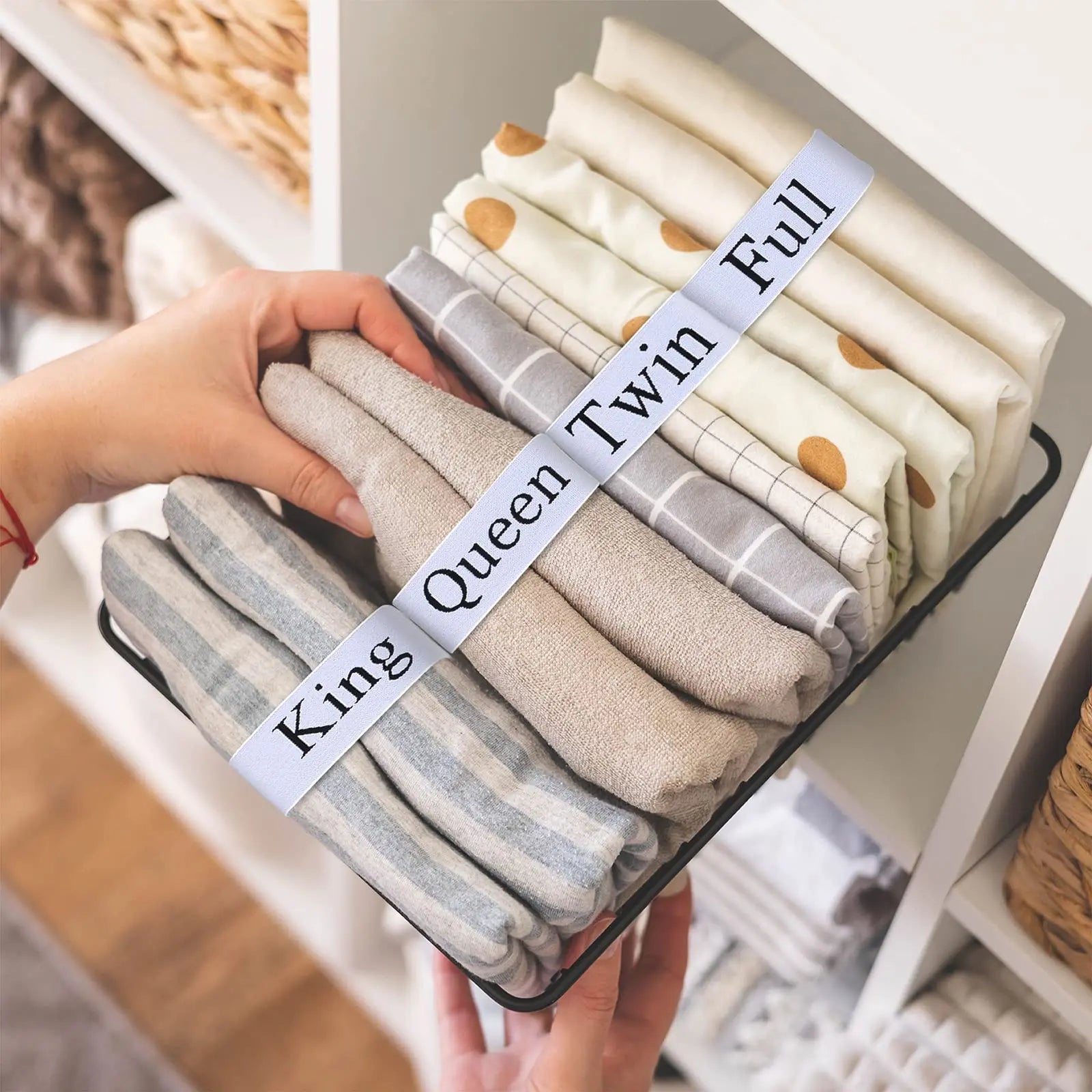 Goodinary® Elastic Bed Sheet Organizer Bands with Size Labels - Goodinary