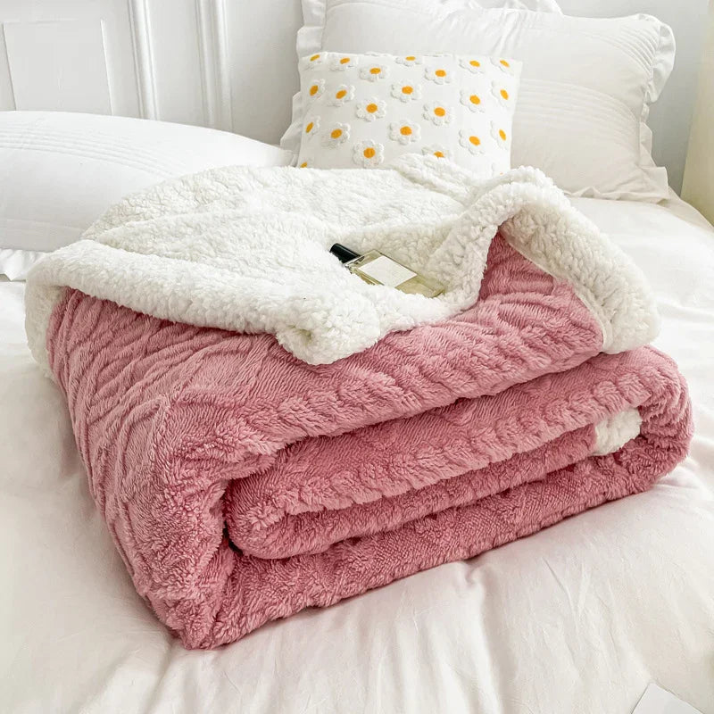 Goodinary® Soft Woolen Blanket with Lamb Velvet