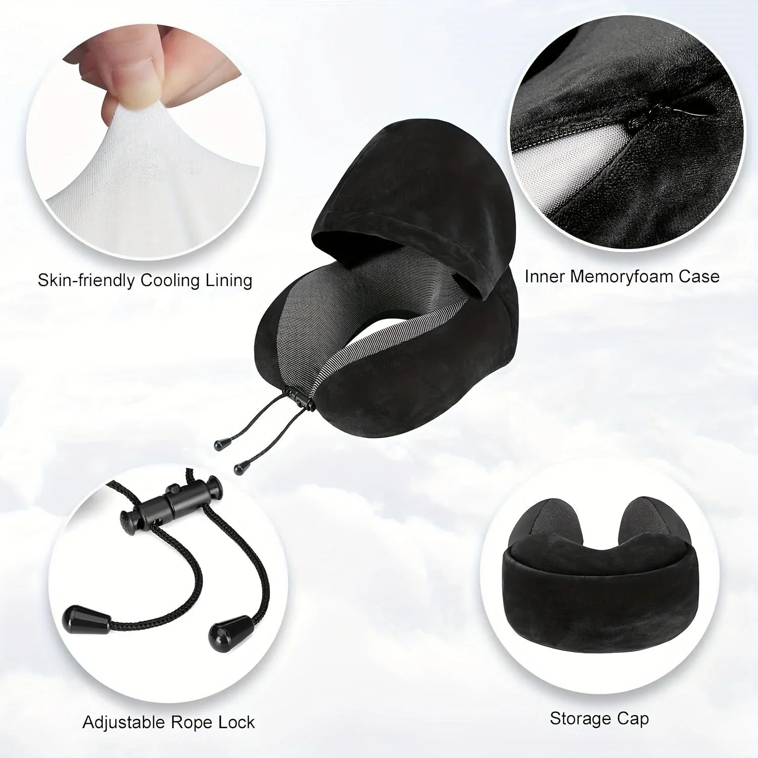 Slumblr® Hooded U-Shaped Travel Pillow