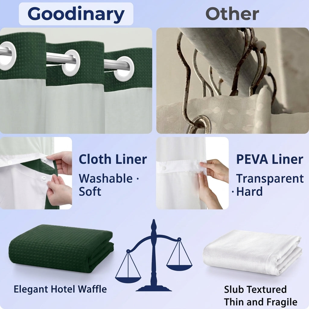 Goodinary® No Hook Shower Curtain