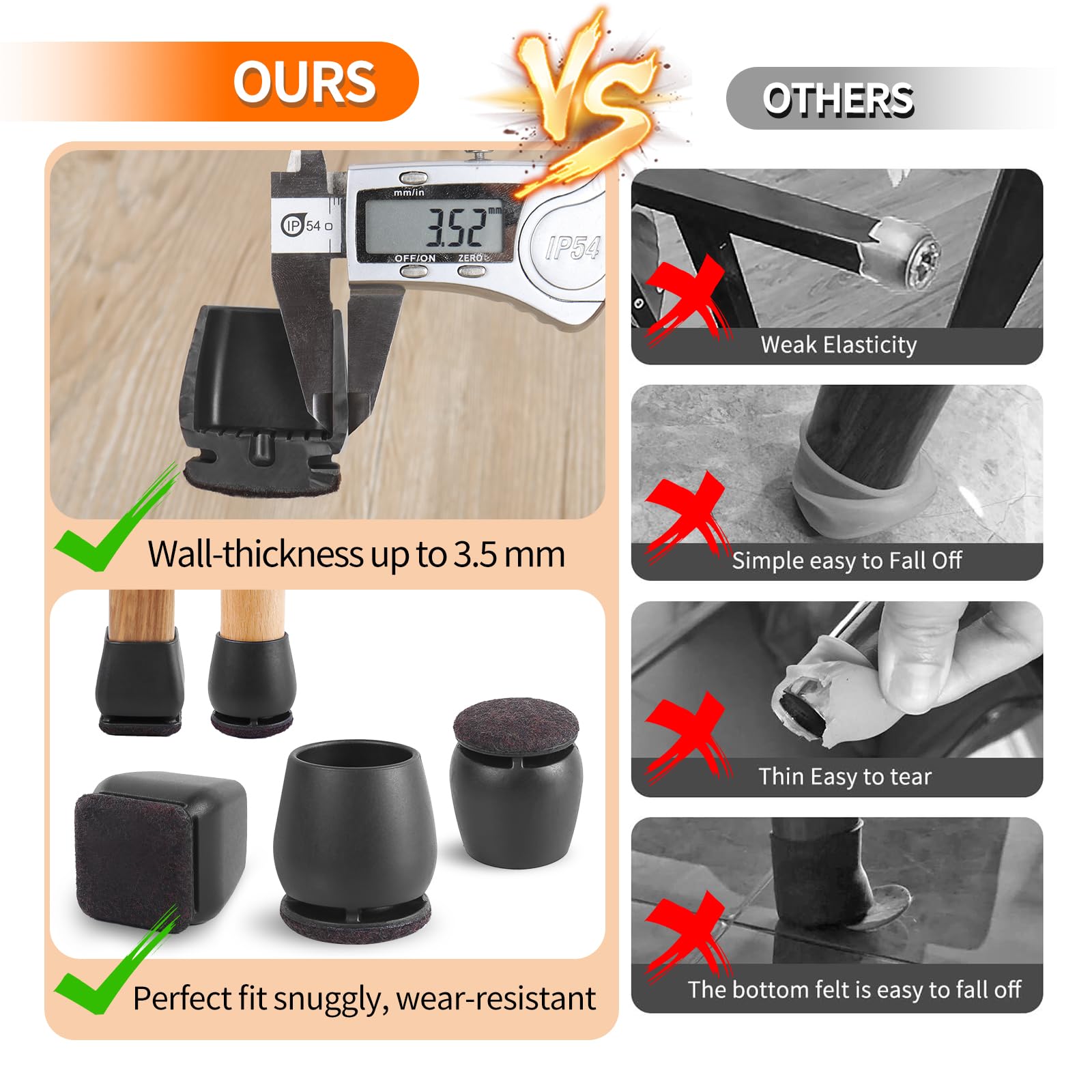 Goodinary® Chair Leg Protectors (8 Pcs)