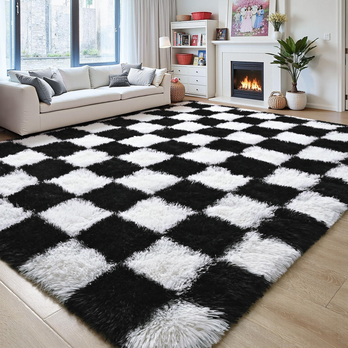 Goodinary® Checkered Area Rug