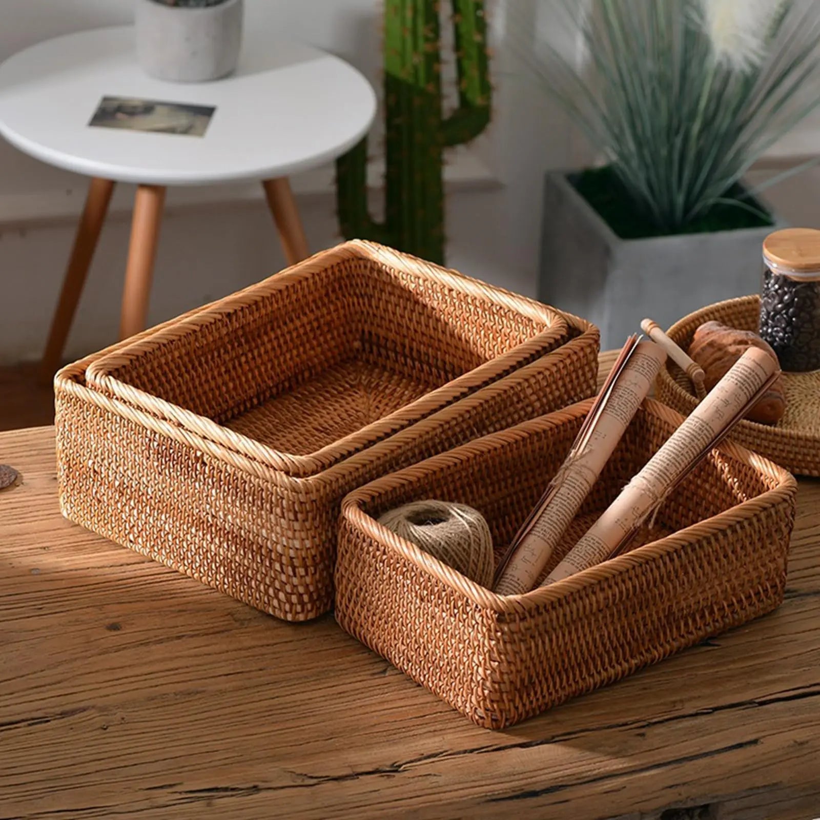 Goodinary® Handwoven Rattan Storage Basket Set Goodinary