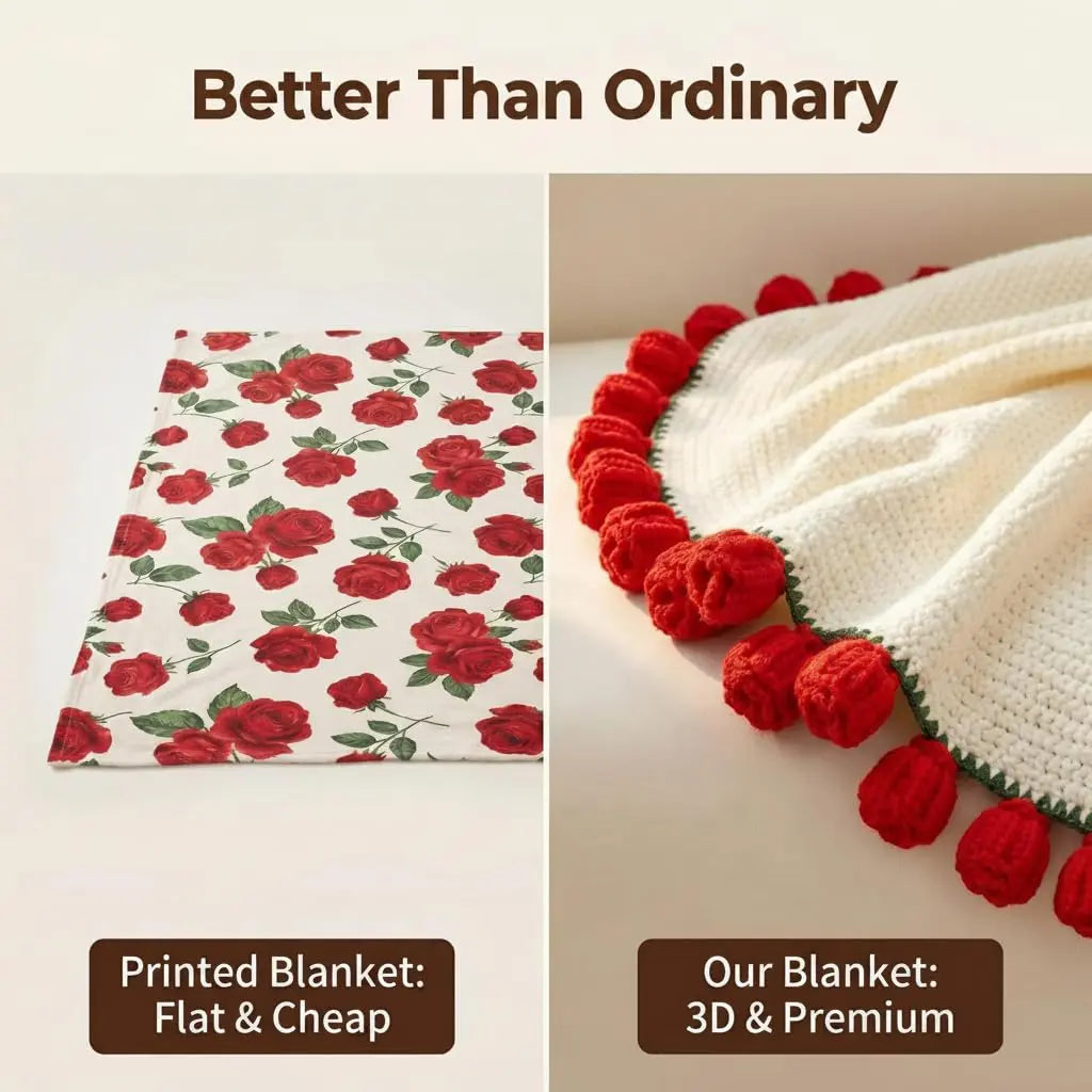 Goodinary® Crochet Rose Bouquet Blanket