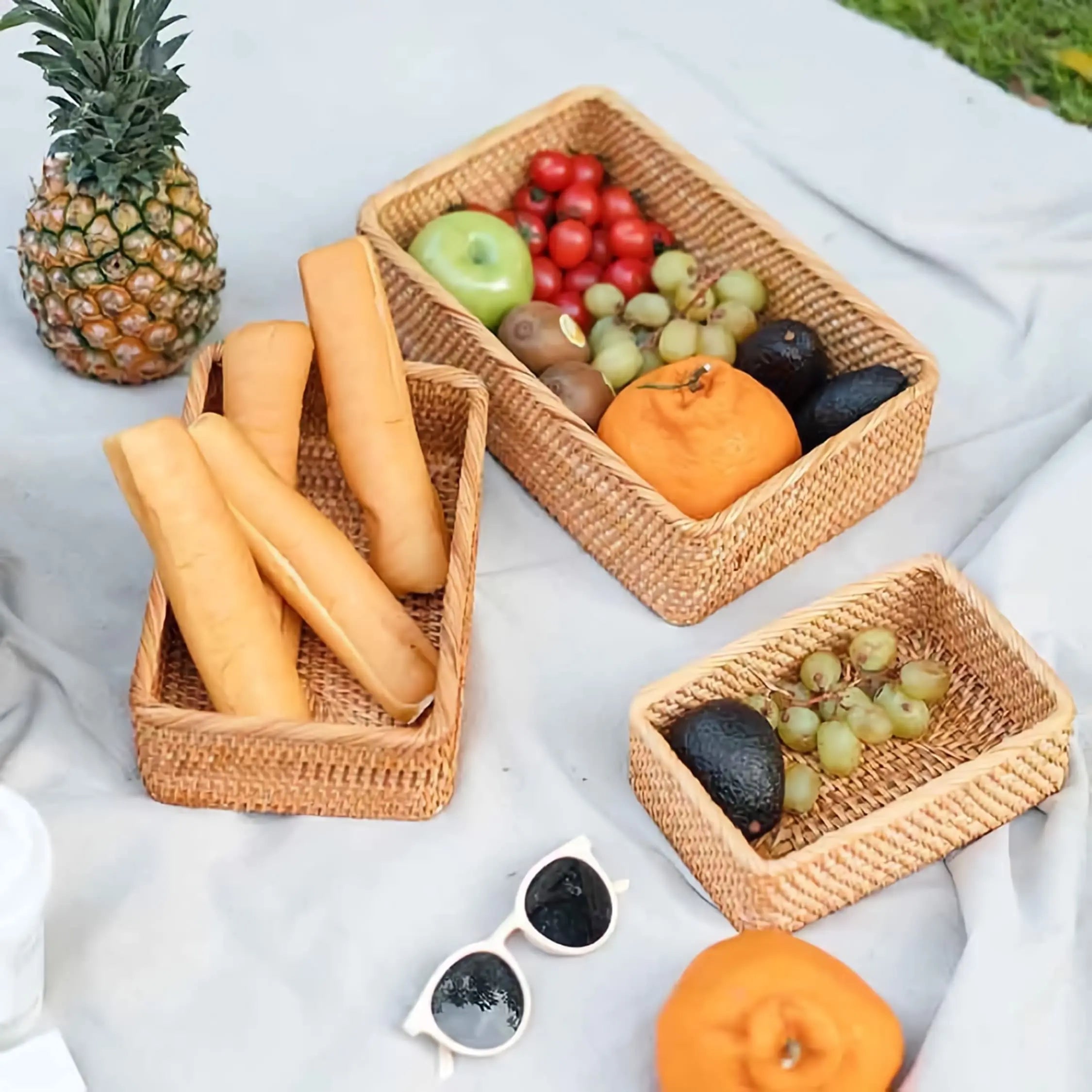 Goodinary® Handwoven Rattan Storage Basket Set Goodinary
