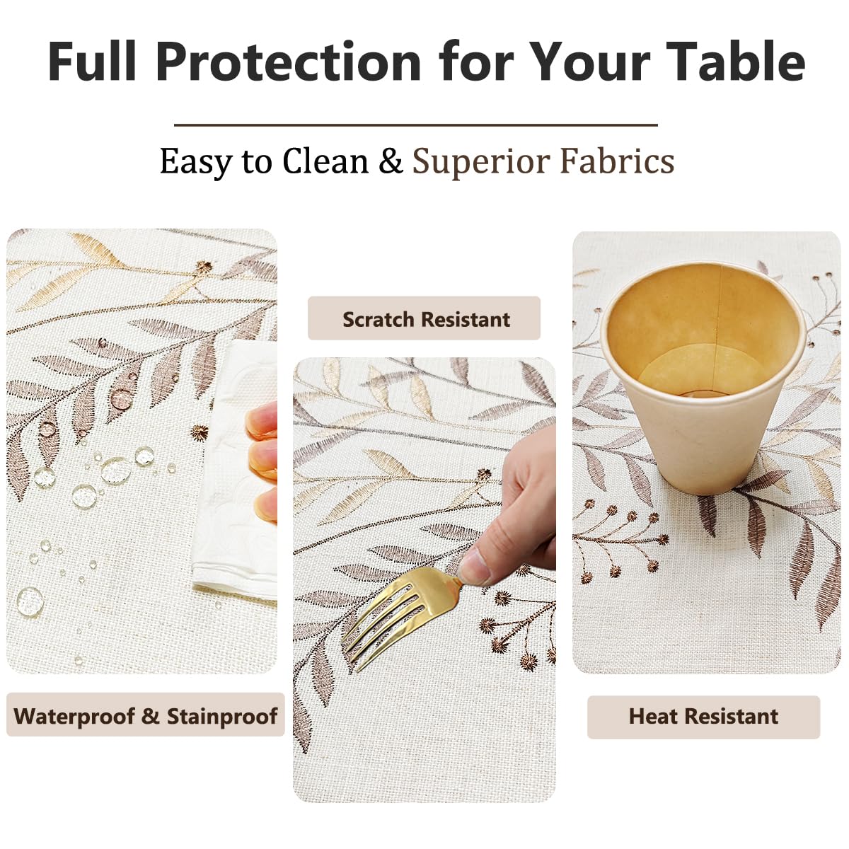 Goodinary® Linen Style Embroidered Tablecloth