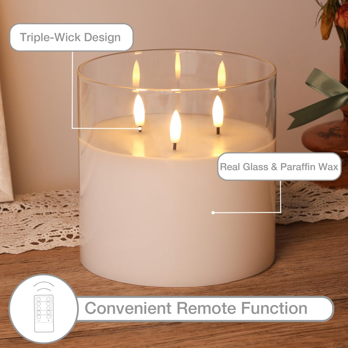 Goodinary® Remote Flameless Pillar Candle