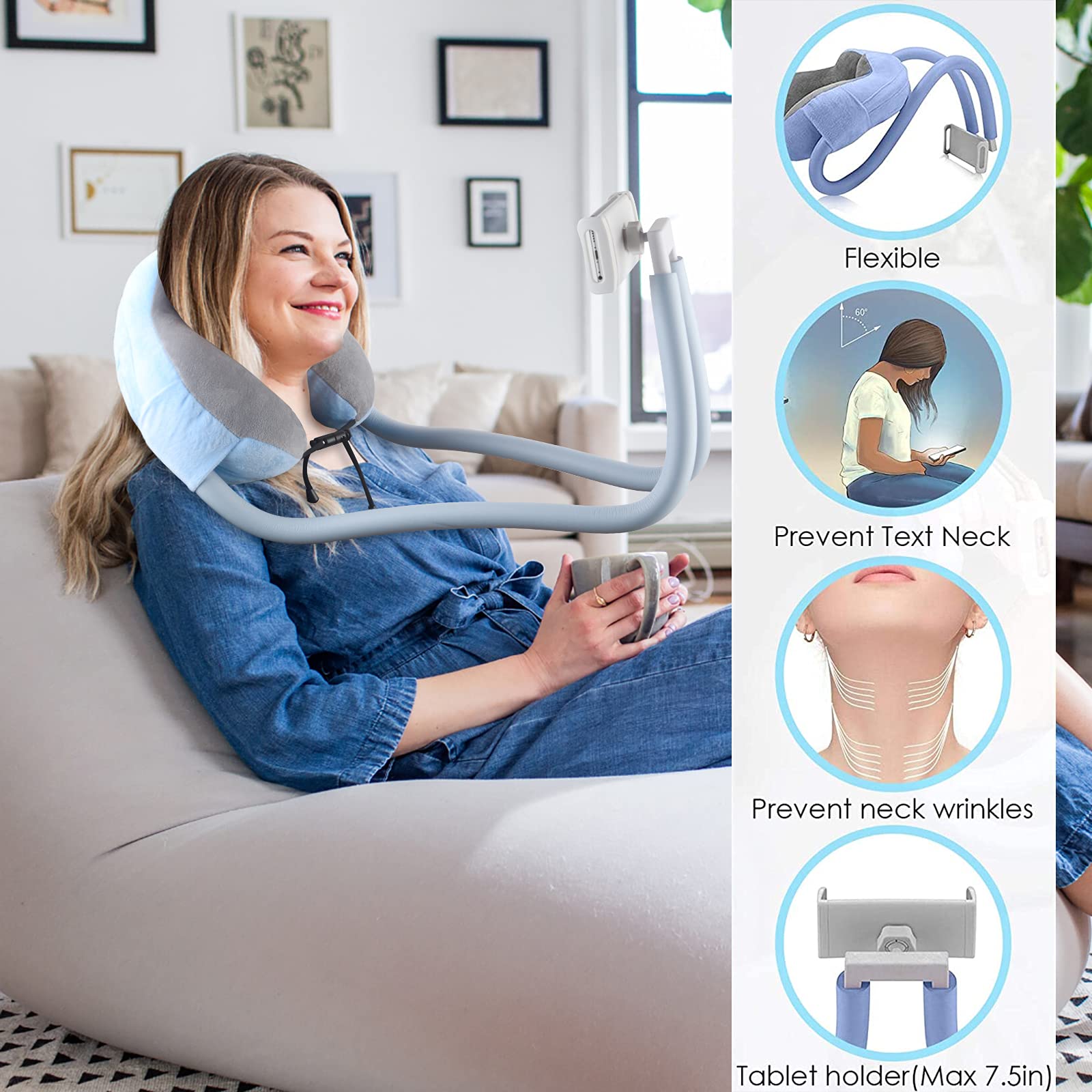 Goodinary® Adjustable Neck Phone Stand & Travel Pillow