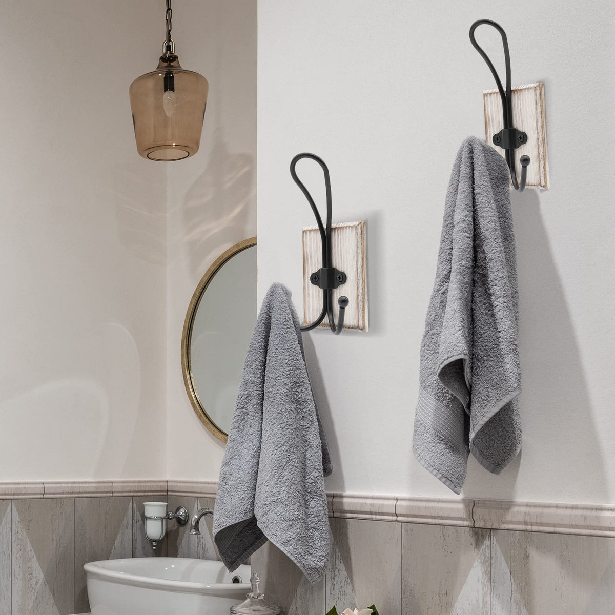 Goodinary® Wooden Pine Hook Rack (2 Pcs)