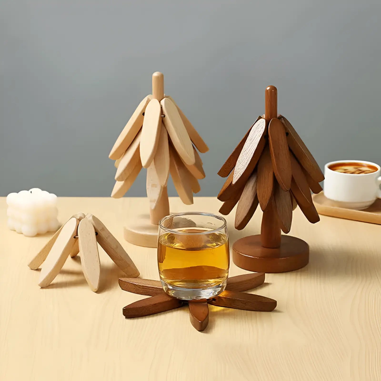 Goodinary® Wooden Tree Trivet Set (4 Pcs) Goodinary