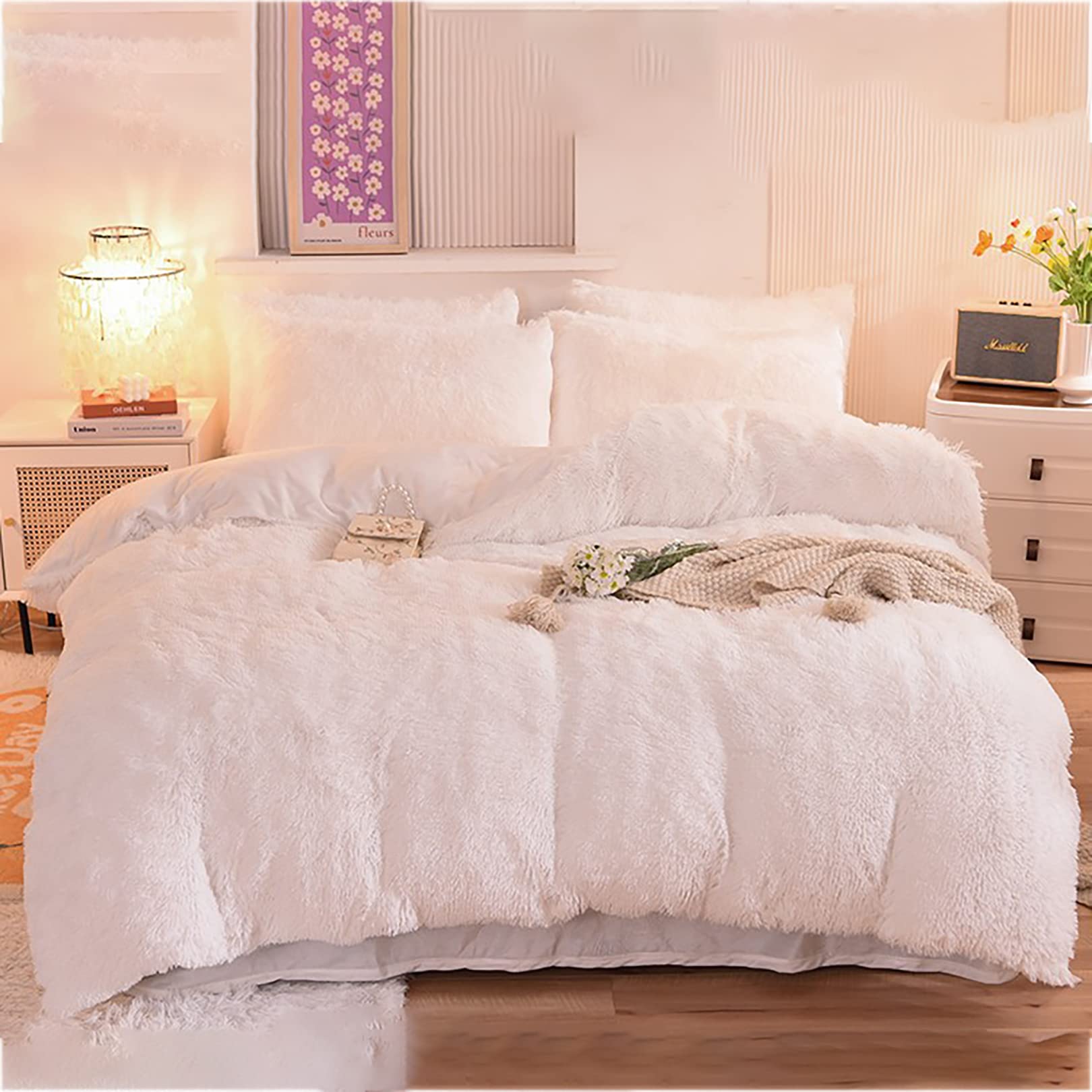 Goodinary® Faux Fur Plush Duvet Cover Set (4 Pcs)