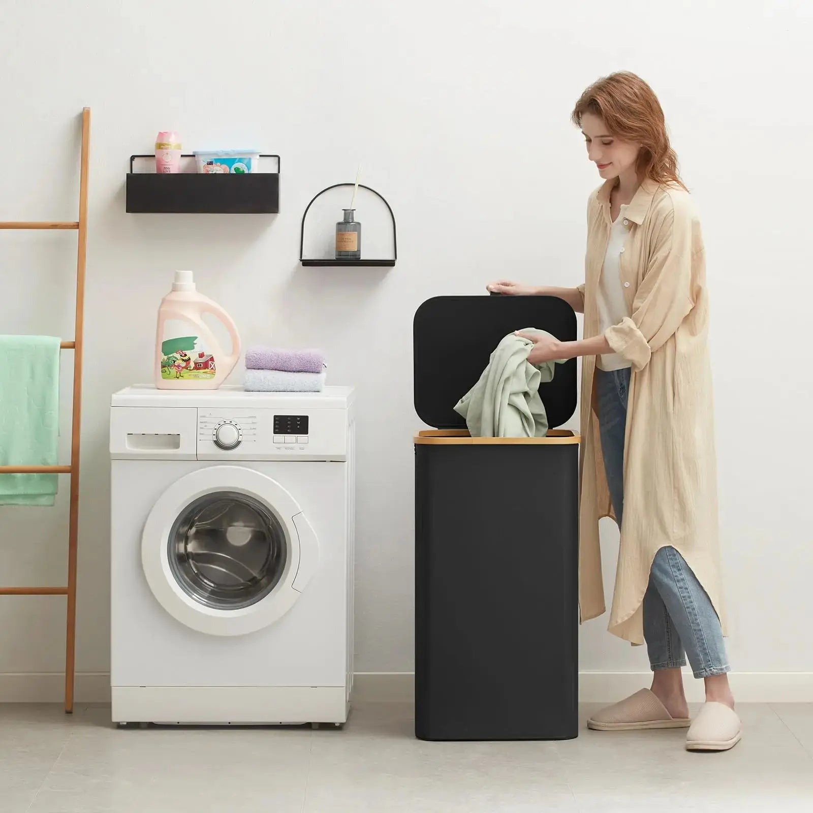 Goodinary® Large Foldable Laundry Basket with Lid - Goodinary
