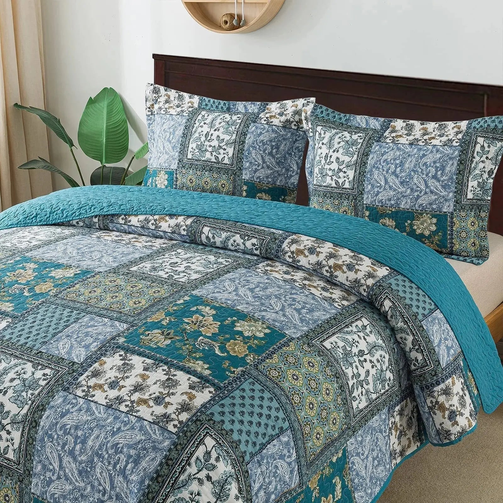 Goodinary® Patchwork Quilt Set (1 Bedspread & 2 Pillow Cases) - Goodinary