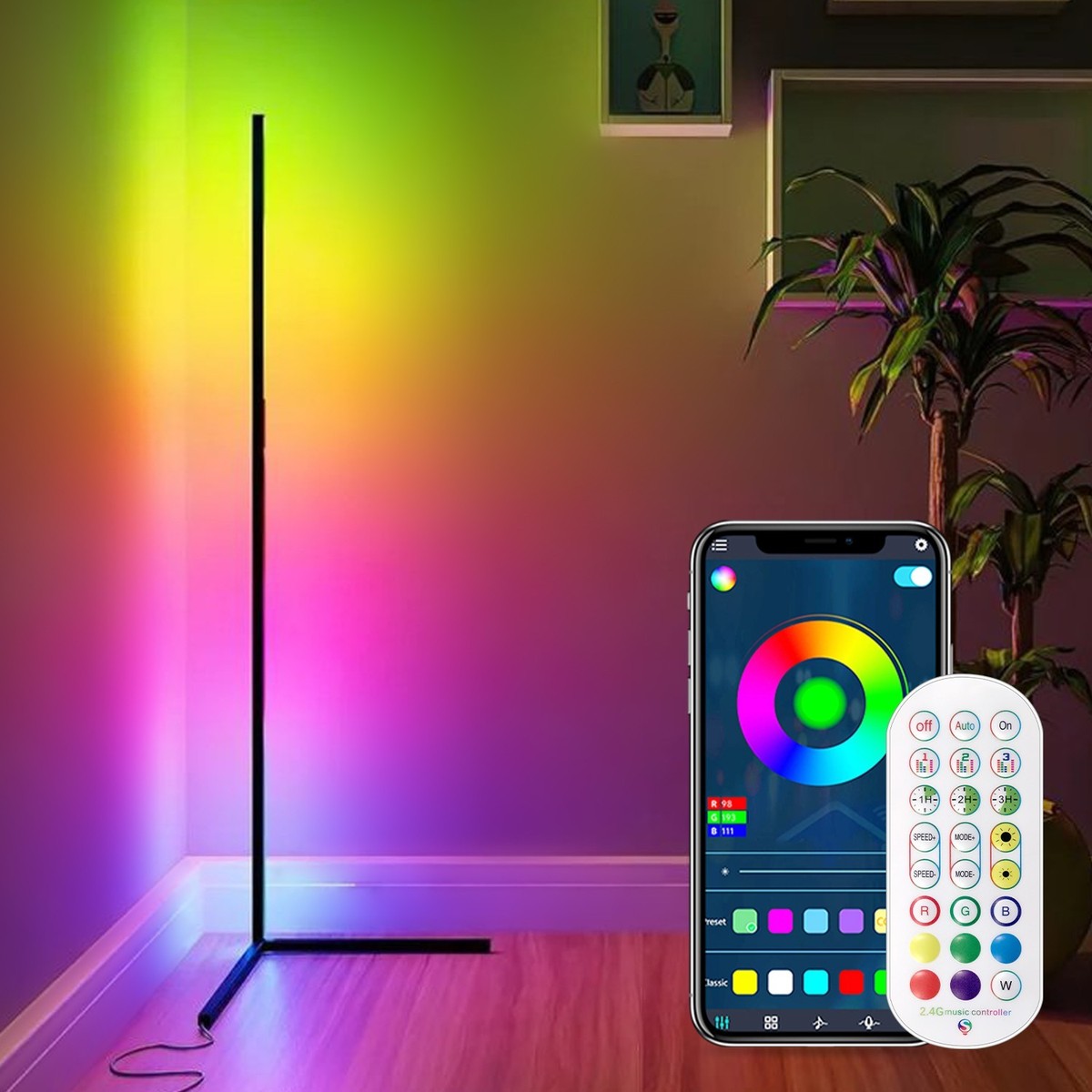 Goodinary® RGB LED Corner Floor Lamp
