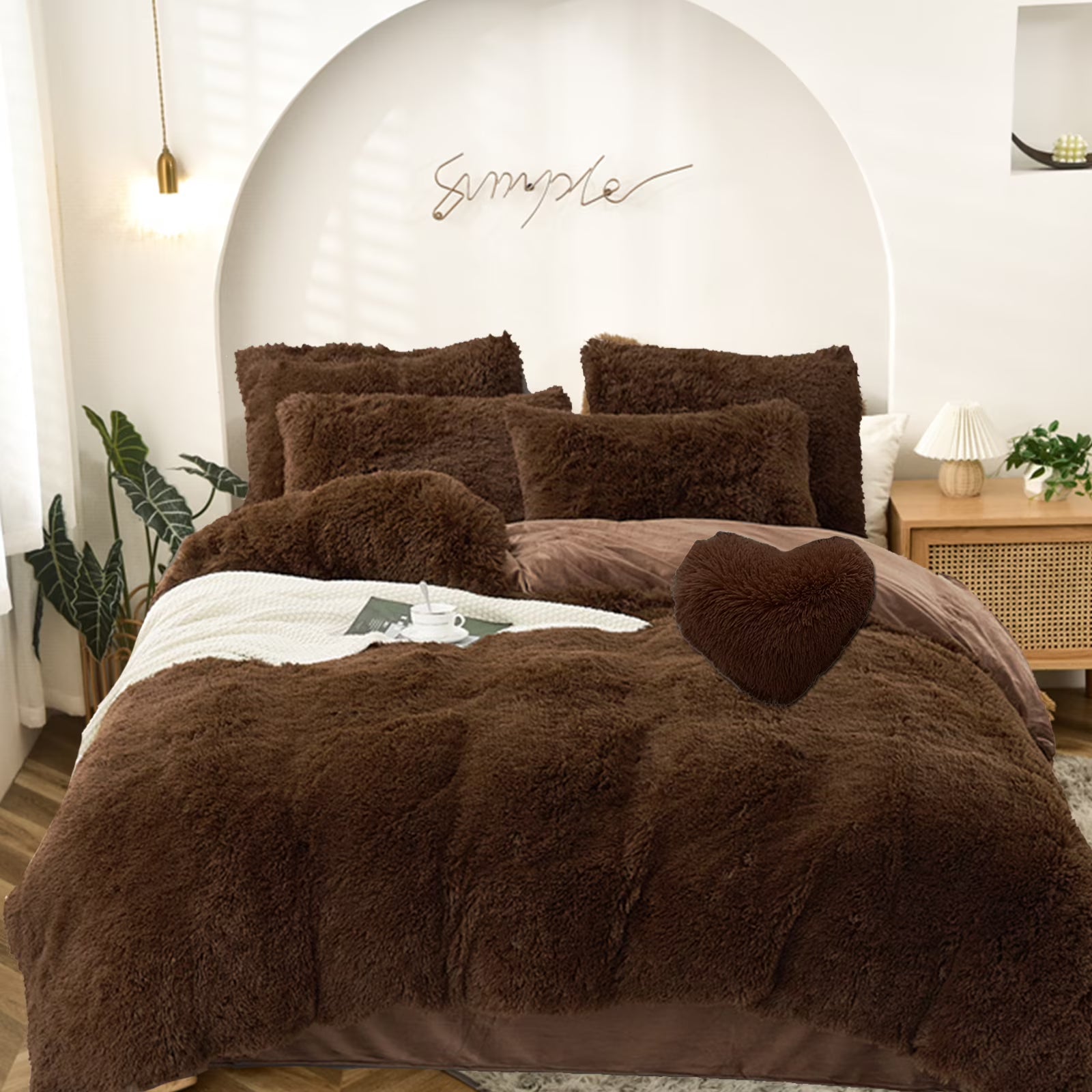 Goodinary® Faux Fur Plush Duvet Cover Set (4 Pcs)