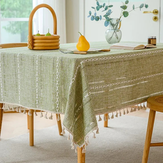 Goodinary® Hemstitched Edges Farmhouse Style Linen Tablecloth